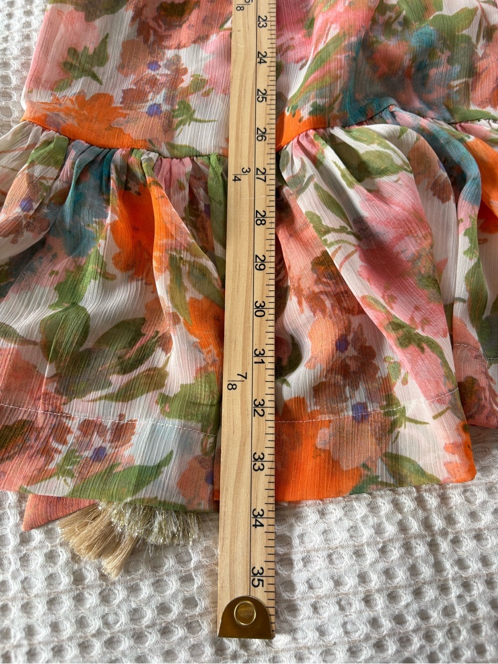 NWT Taylor Floral Tiered Chiffon Mini Dress Long Slv Sz 14 - Pink & Orange - Picture 11 of 16